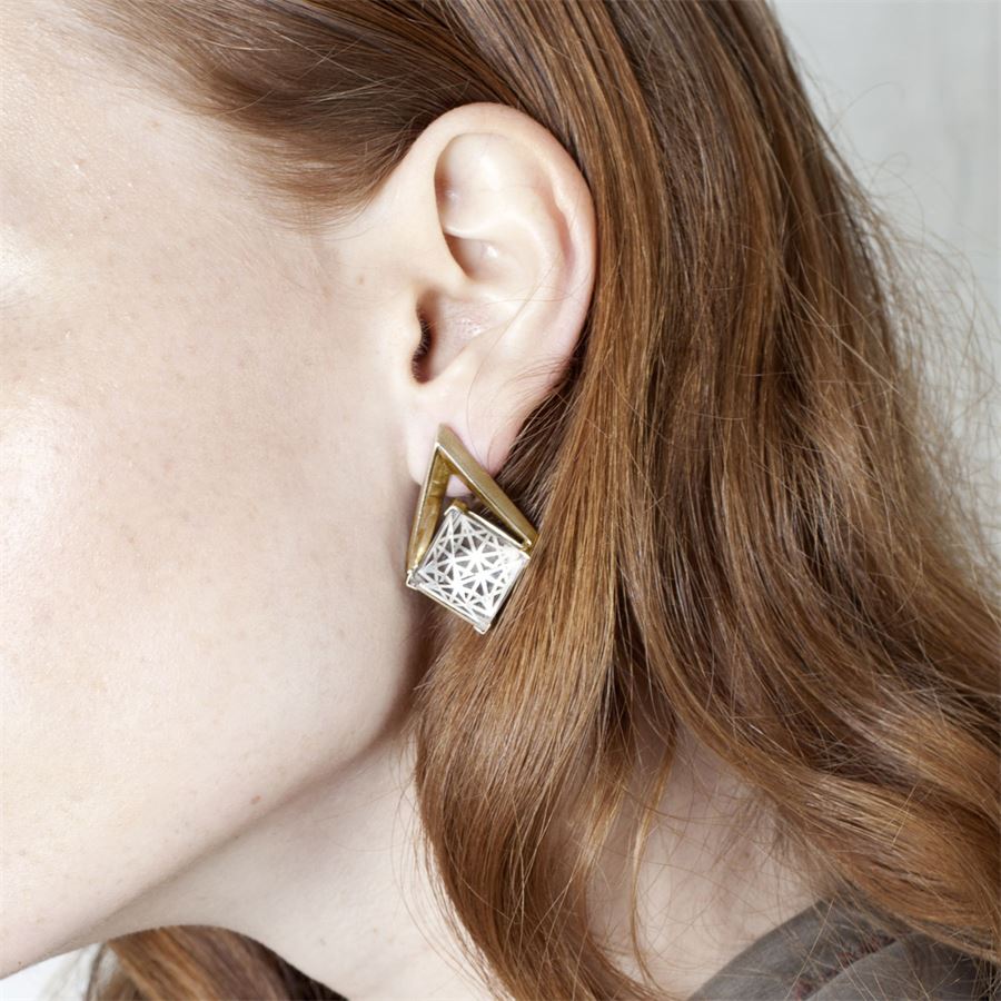 'Entropia' earrings with grid ENTROPIA | OR S CDR-LASBRO GRI TR